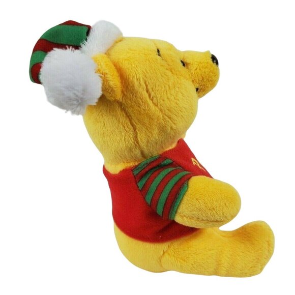 TY Disney Winnie the Pooh 8 in Plush Christmas Bear Red Green Holiday Hat Shirt - Picture 5 of 8